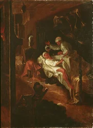 La Rancune rosszindulatúan ráönti a kamraedényét a Bas-Maine-i kereskedőre, Paul Scarron (1610-60) „Roman Comique”-jából, 1712-16